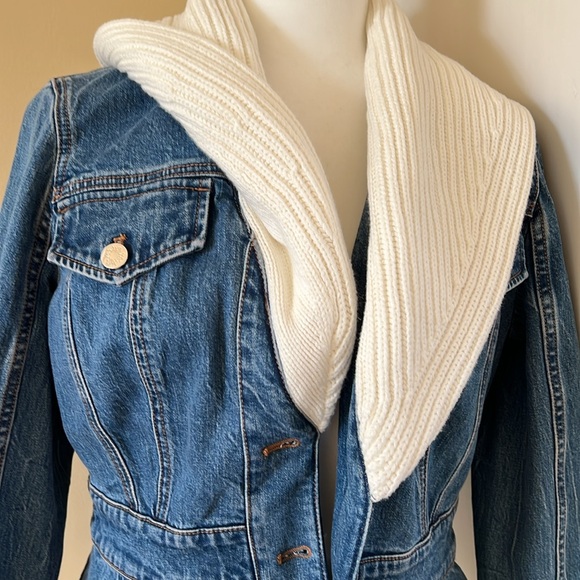 NWT WHBM sweater peplum jean jacket. Size s - Picture 5 of 7